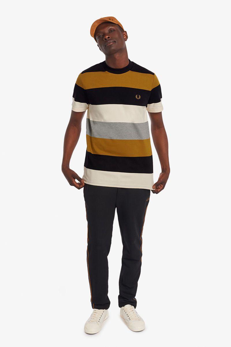 Camel Fred Perry Bold Stripe Men's T Shirts | PH 1634ZUTG